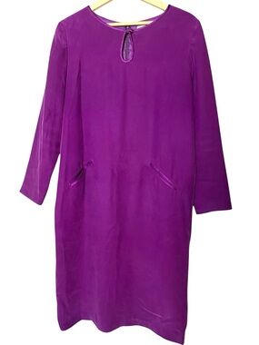 Shomi Brushed Silk Purple Shift Dress